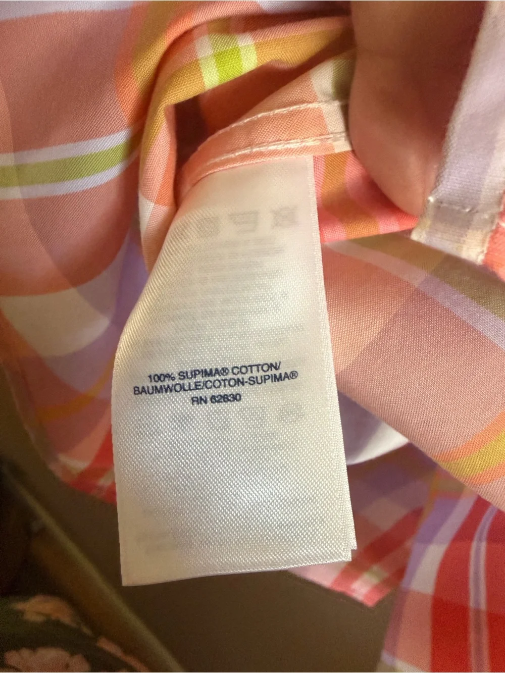 Lands' End Peach, light Purple and White Checkered Button-Down Shirt Size 22W - Picture 10 of 10